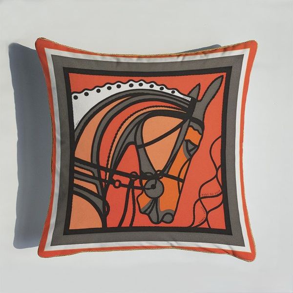 45*45cm Classic Orange Series Cushion Covers Horses Flores Caso de travesseiro imprimido para a cadeira de cadeira de cadeira de cadeira Decoração de sofá Fronhas quadradas sem interior