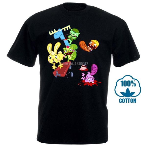 Camisetas masculinas Happy Tree Friends Tee T-shirt Mulheres de algodão curta e menmmen