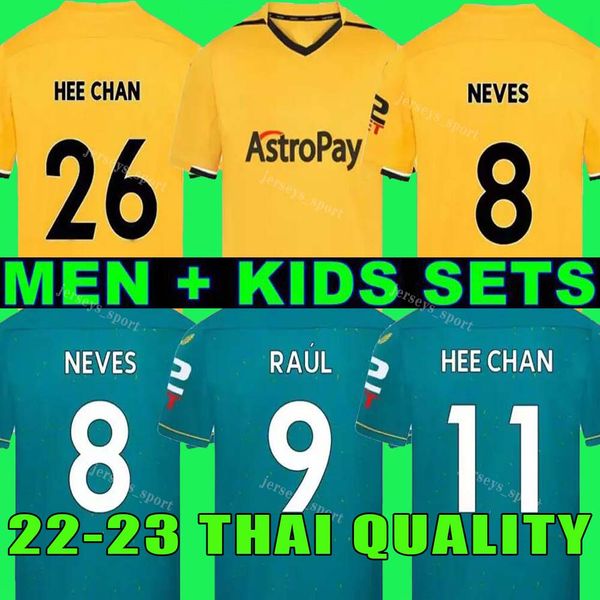 

22 23 wolves soccer jerseys adama kilman semedo raul neto neves 2022 2023 wanderers j.otto podence gibbs white wolverhampton football shirts, Black;yellow