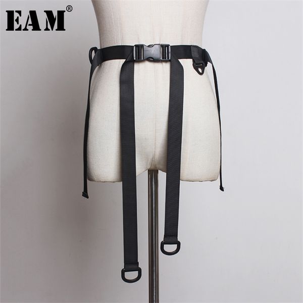 

[eam] canvas plastic buckle bandage simple black belt personality women fashion all-match spring autumn jz671 220414, Black;brown