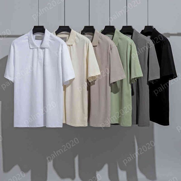 

designer mens polo t-shirts lapel letter logo print reflective polo tide brand loose high street short-sleeved t-shirt, White;black