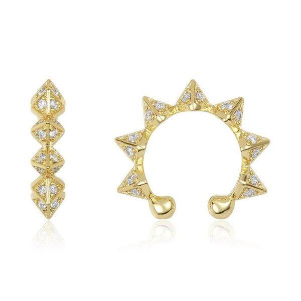 Parafuso de clipe para trás 1 peça sem piercing orelha manguito micro pavor cz dourado color spike círculo cip cip no brinco