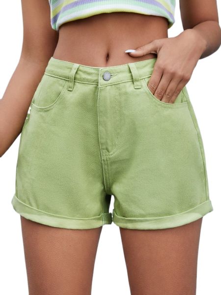 

roll hem denim shorts c5nh#, White;black