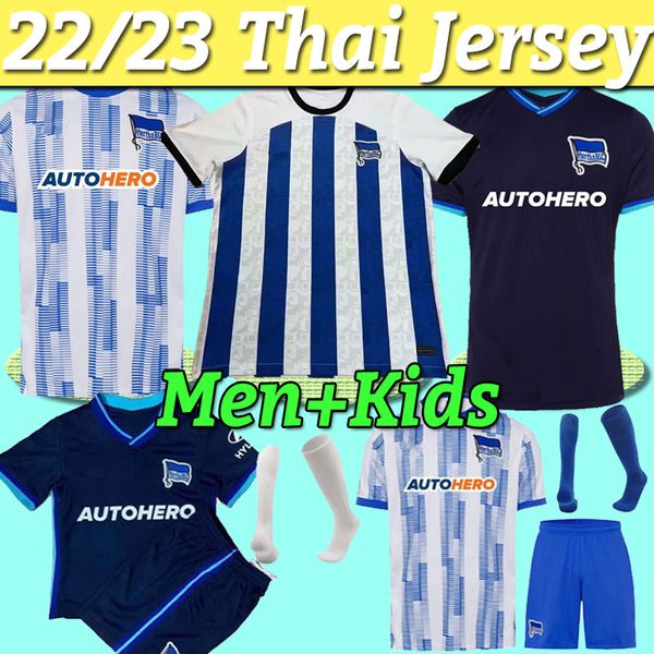 

22 23 hertha berlin soccer jerseys home piatek blue 2022 2023 tousart boyata cordoba lukebakio cunha serdar football shirts uniforms men kid, Black;yellow