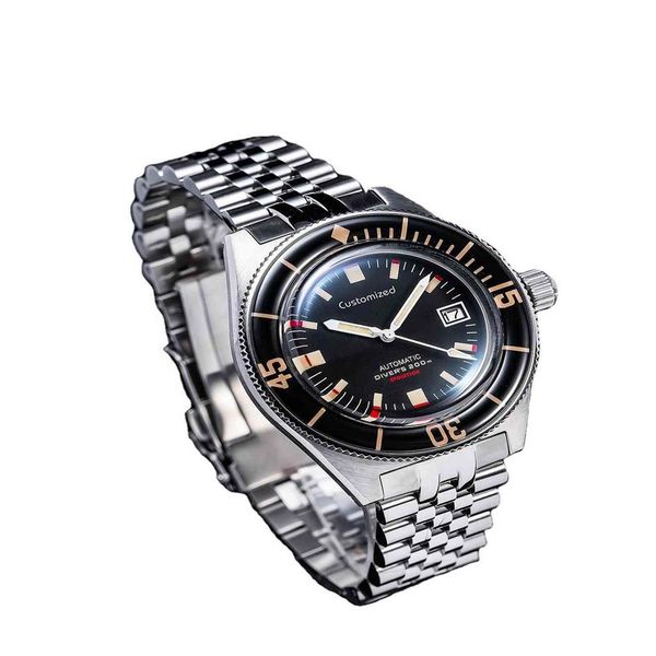 

high-quality fifty fathoms style divers automatic watch sapphire luminous bezel 20atm marine wrist watch279i, Slivery;brown
