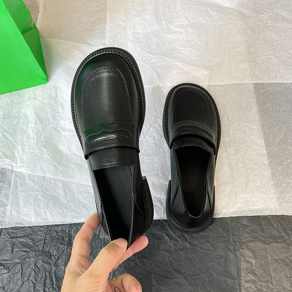 

dress shoes designer round headed leather shoes with thick soles 2021 new spring and autumn british style women's shoes7pc1 2022, Black