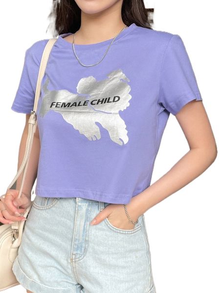 

dazy letter & cartoon graphic tee 61hf#, White
