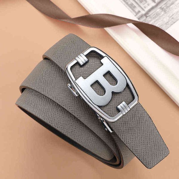

2022 genuine leather belt men luxury brand designer fashion belts for men strap male metal automatic b buckle belt aa220312, Black;brown
