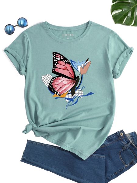 

butterfly print tee c2hs#, White