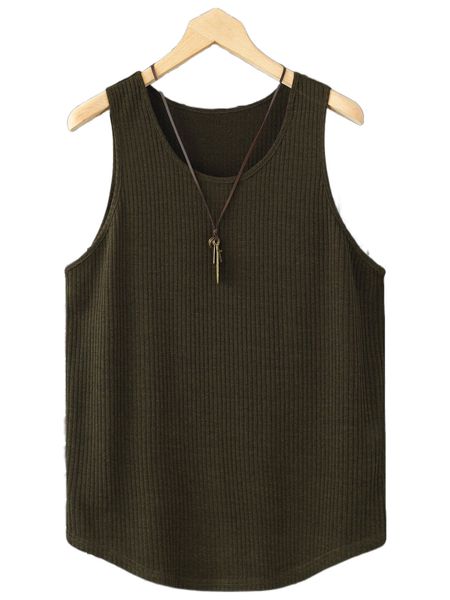 

men solid rib-knit tank 13yx#, White;black