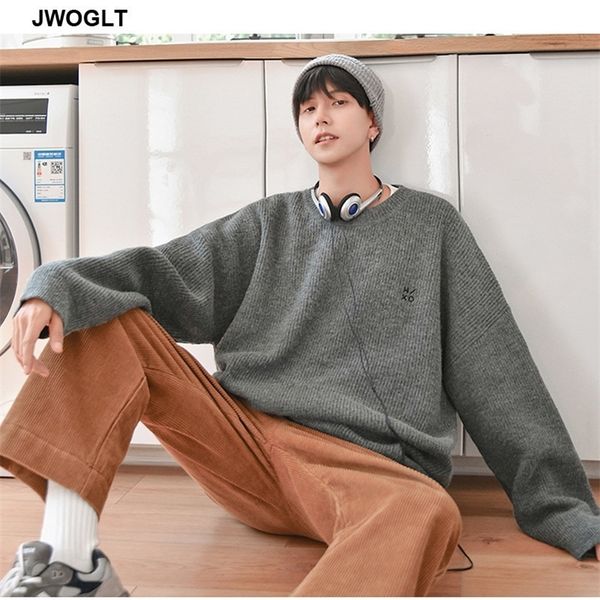 

autumn korea mens pullover o-neck men's sweater solid color long sleeve knit sweaters men casual pull men clothing 201203, White;black