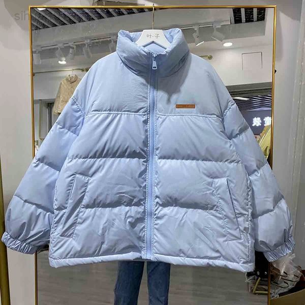 

qingwen winter jacket women korean fashion jacket zipper white duck down jackets female loose casual outerwear thick warm parka l220725, Black