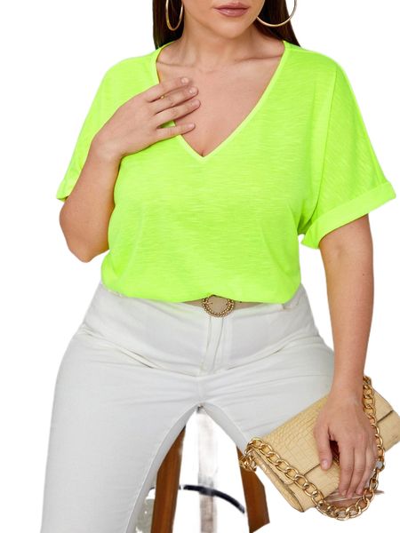

plus neon green cuffed dolman sleeve tee p0it#, Black