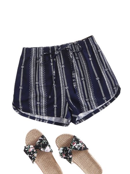 

knot waist geo print track shorts a8yp#, White;black