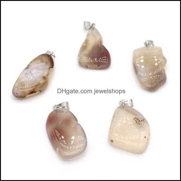 

pendant necklaces natural brown agate semi-precious stone irregar shape boutique making diy fashion cha jewelshops dhagb, Silver