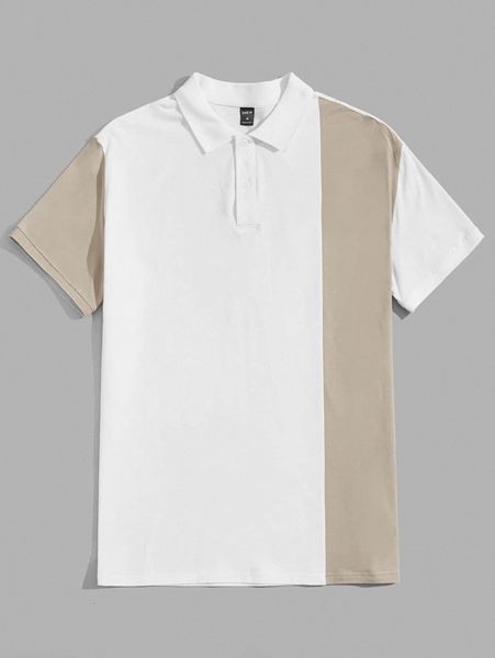 

men colorblock button front polo shirt n2ky#, White;black
