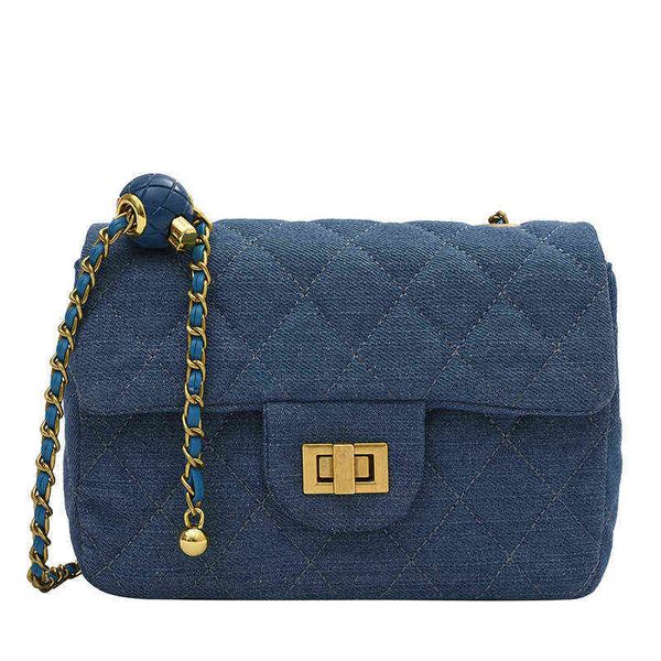 

2022 women's atmospheric personality ladies bags denim blue style one shoulder bag diagonal-bag handbag wholesale female bag