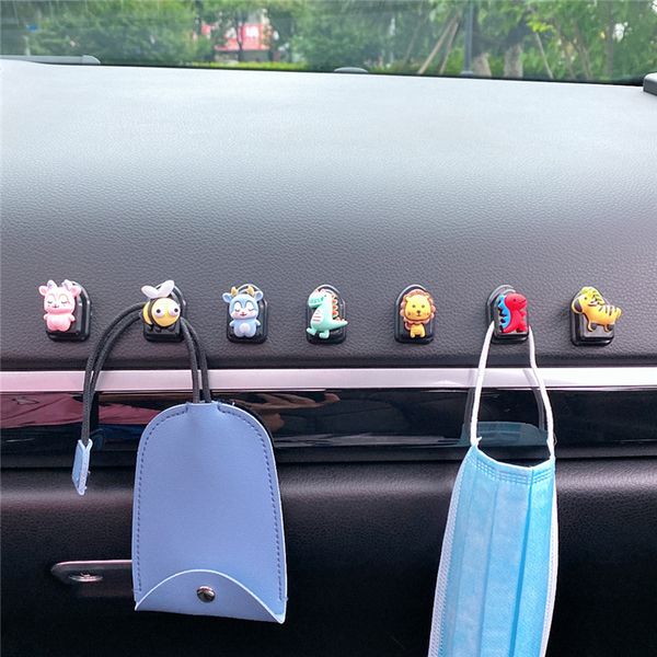 Car Mini Cartoon Hooks Cute Animal Decoration Automobile Interior Organizer Holder XHJ131