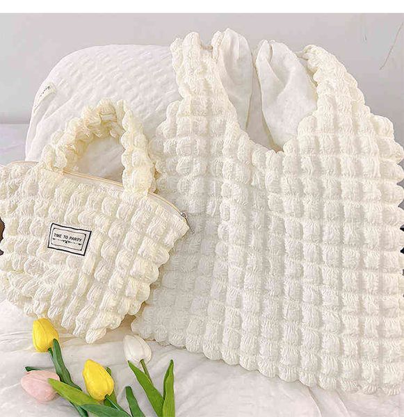 

handbag korean bubble shoulder bag girl's heart wrinkled cloud hand 0722