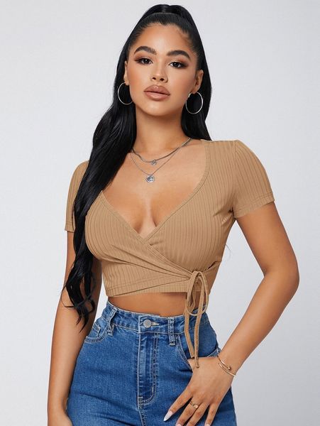 

sxy surplice neck knot side w0rm#, White