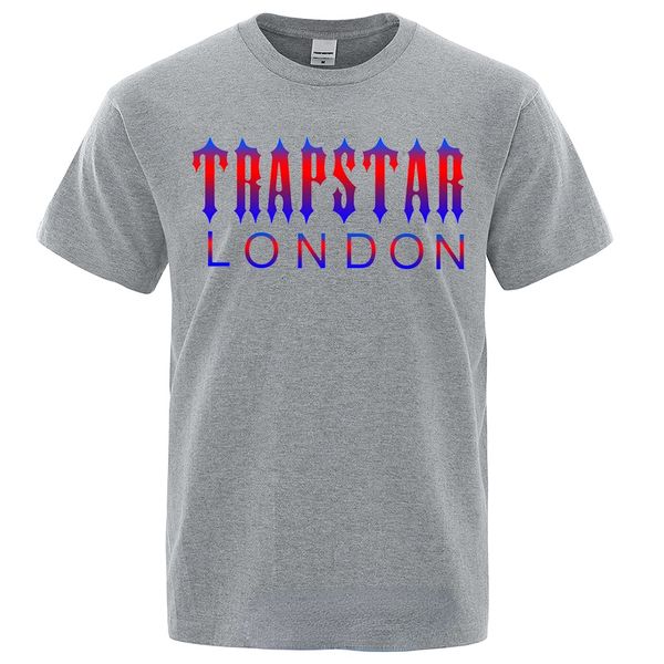 

trendy brand trapstar short-sleeved t-shirt designer printing round neck tshirt breathable loose large size fashion cotton top, White;black