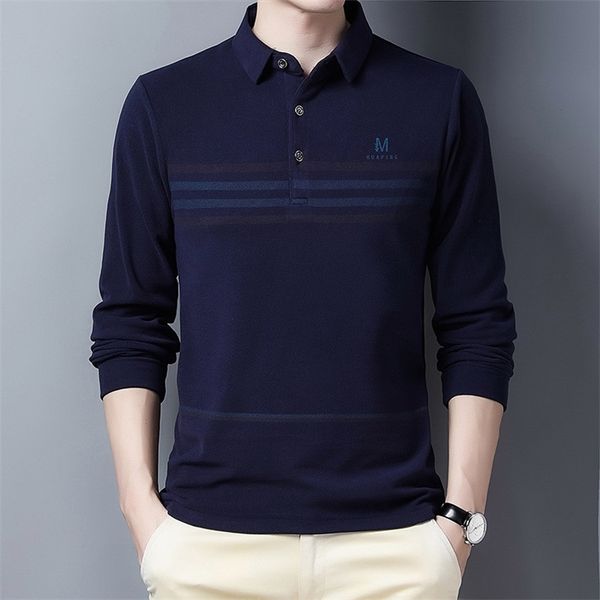 

ymwmhu autumn brand mens long sleeve polos shirts casual mens lapel polos shirts korean style fashion mens slim shirt 220408, White;black