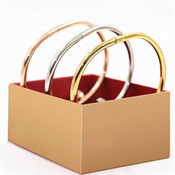 

50%off with box set gold silver titanium steel cuff bracelet inlay diamond screw bracelets women men love jewelry gift size 16 19 262l, White