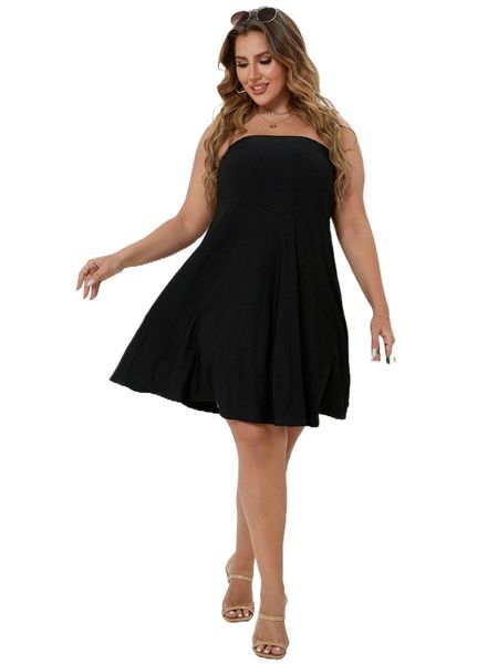 

plus solid tube dress z0ef#, Black