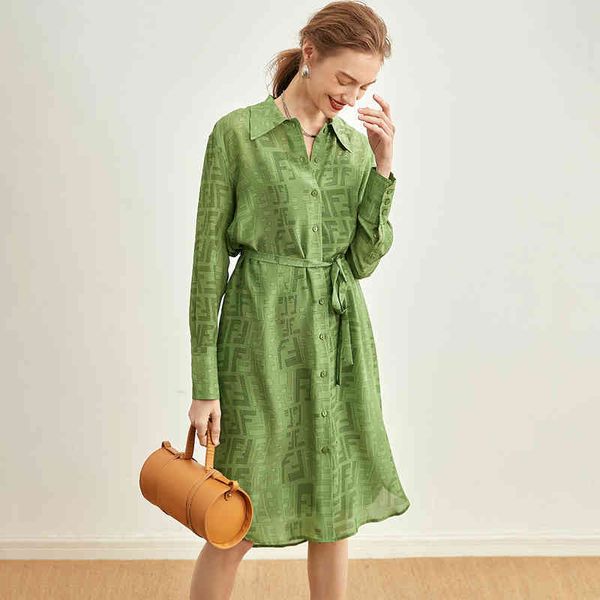 

small man cardigan coat silk dress female mulberry silk green medium length skirt, Black;gray