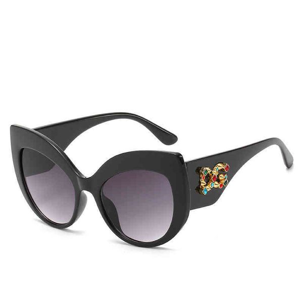 

new trend fashion diamond sunglass personalized street p cat's eye sunglass large frame exquisite glass, White;black