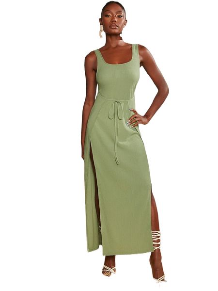 

wrap knot front tank dress o8qx#, Black;gray