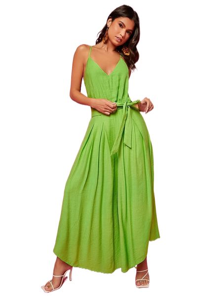 

crisscross backless knot front wide leg cami jumpsuit c9ld#, Black;white