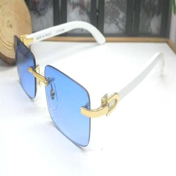 

new arrival women mens sunglasses wooden white buffalo horn glasses frameless eyeglasses gold with box blue pink yellow red342p, White;black
