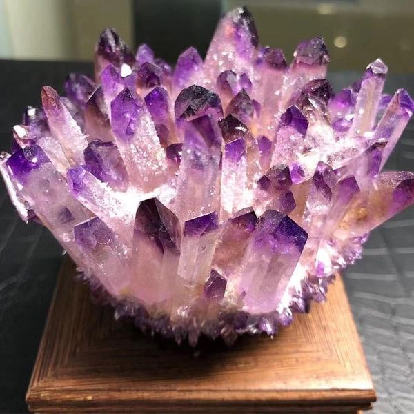 Deko-Objekte, Figuren, 1000 g, natürliche Amethyst-Clustersteine, Geode, Reiki, Heilquarz, Kristall, Mineralien, Edelstein, negatives En entfernen