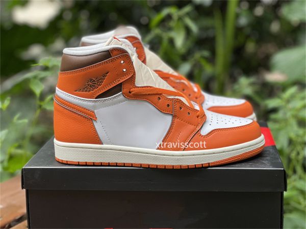 

jumpman 1 basketball shoes 1s high og wmns starfish man and woman sports sneaker luxury designer og classical white orange send with shoebox