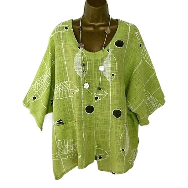 

amazon 2019 new european and american large size women's blouse loose round neck printed asymmetrical shirt u1op#, White