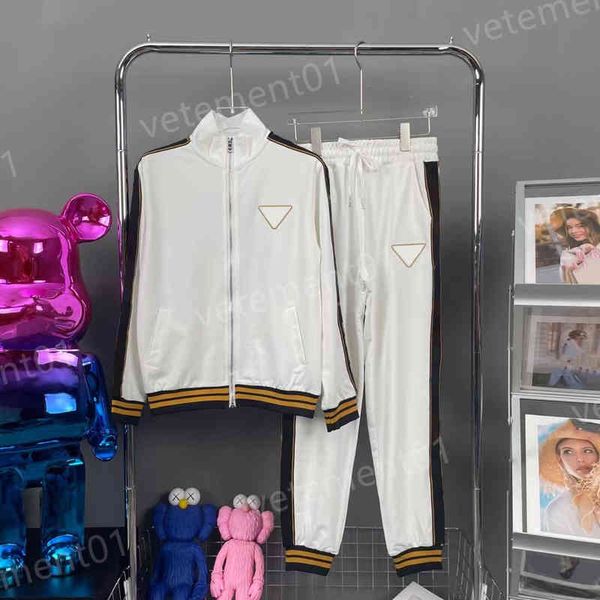 

womens two piece pants cotton zip cardigan embroidery design jackets and slacks 2 piece sets luxury tracksuits designer women clothing, White