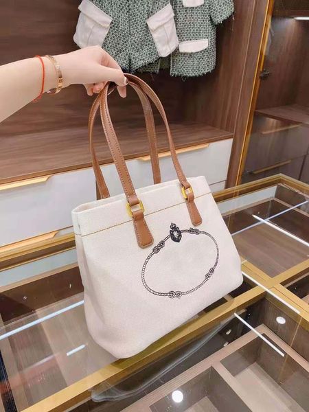 

2022fashion letter linen shopping bag large capacity handbag ladies single shoulder