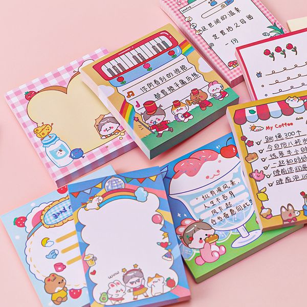 Sticky Notes Notepads Самостоятельные Палшки Палочки Кролик Живопицы Мечта Девушка Сердце Школьная Офис Подарки Симпатичные Медведь Канцтовары Магазин 50 листов 3.13 дюйма Самокле