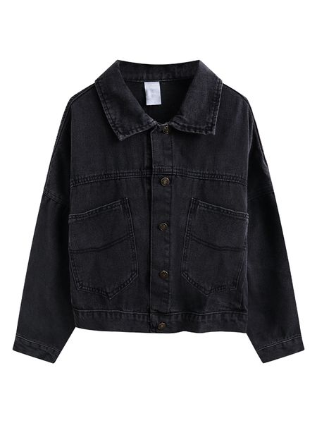

clothes jeans harajuku streetwear denim coat korean coats spring fall 2022 new jackets for women solid long sleeve casual, Black;brown