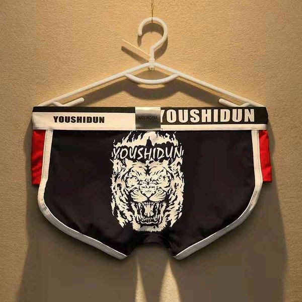

designer luxury hip hop lion's head print mens underpants boxers for man underwear cueca boxer 2 pieces with box, Black;white