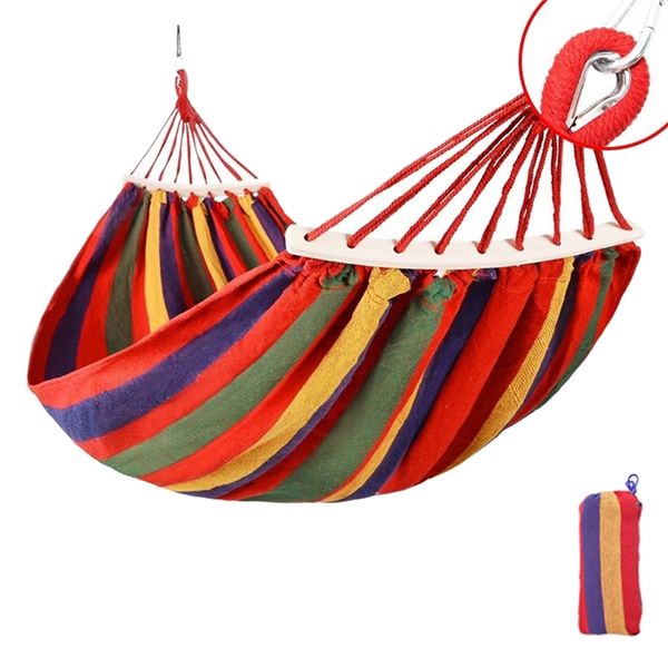 Hammock de lona portátil hooru viajando para piquenique ao ar livre Cadeira de balanço de madeira acampando móveis de jardim de cama com mochila 220606