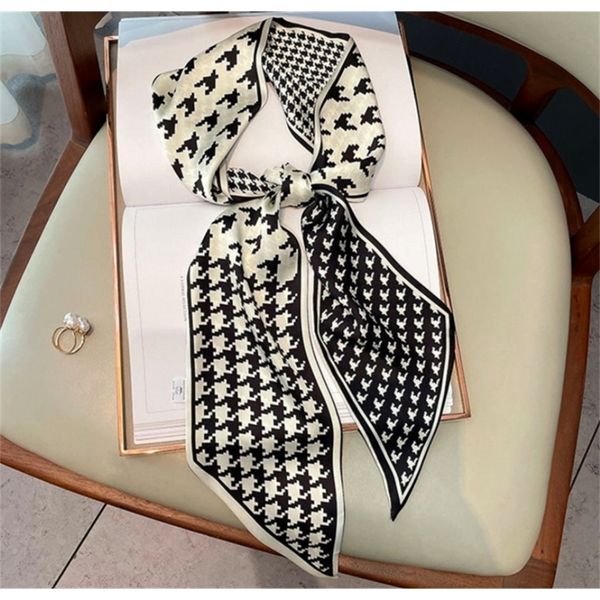 

imitation silk scarf square scarf women small neck scarves print foulard hair band lady bandana scarfs female hand kerchief 220817, Blue;gray