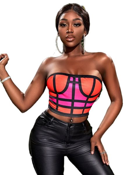 

sxy backless colorblock crop 83vl#, White