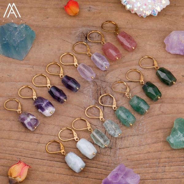 Baumeln Kronleuchter Rohe Mineral Kristall Stein Ohrringe Für Frauen Nugget Chip Edelsteine Ohrring Amethysten Elegante Schmuck GroßhandelDangle