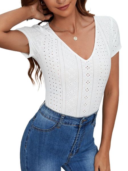 

v neck schiffy tee f7mw#, White