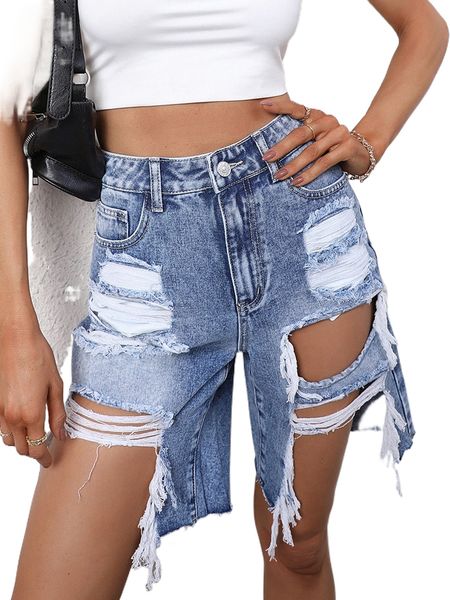 

raw hem ripped high waist denim shorts y1lu#, White;black
