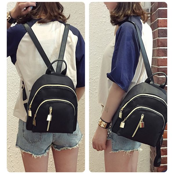 

solid color backpack womens fashion multi-function double-shoulder bag ladies casual muti-pocket sacoche student oxford bags