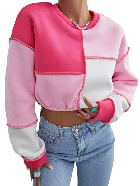 

color block patchwork sweatshirt v6lc#, Black