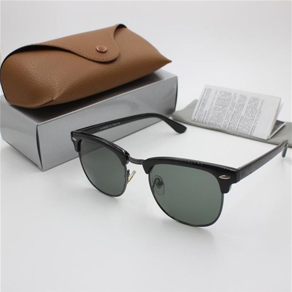 

1pcs fashion retro designer pilot sunglasses gold frame black 51mm glass lens brown box214j294f, White;black